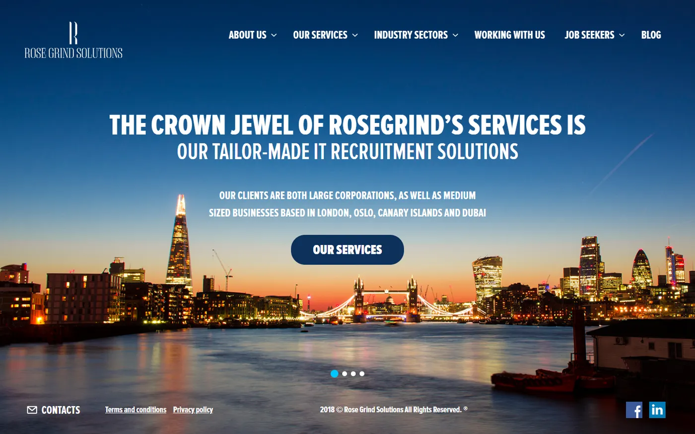 Rose Grind Solutions – corporate website screenshot 1