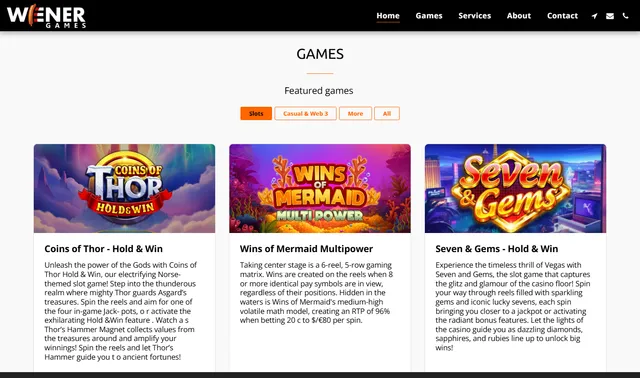 Wiener Games – studio website screenshot 2