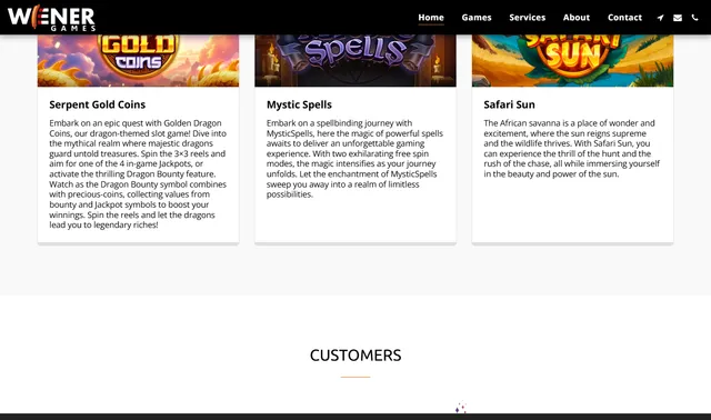 Wiener Games – studio website screenshot 3