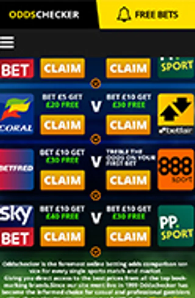 OddsChecker – уебсайт, екранна снимка 5