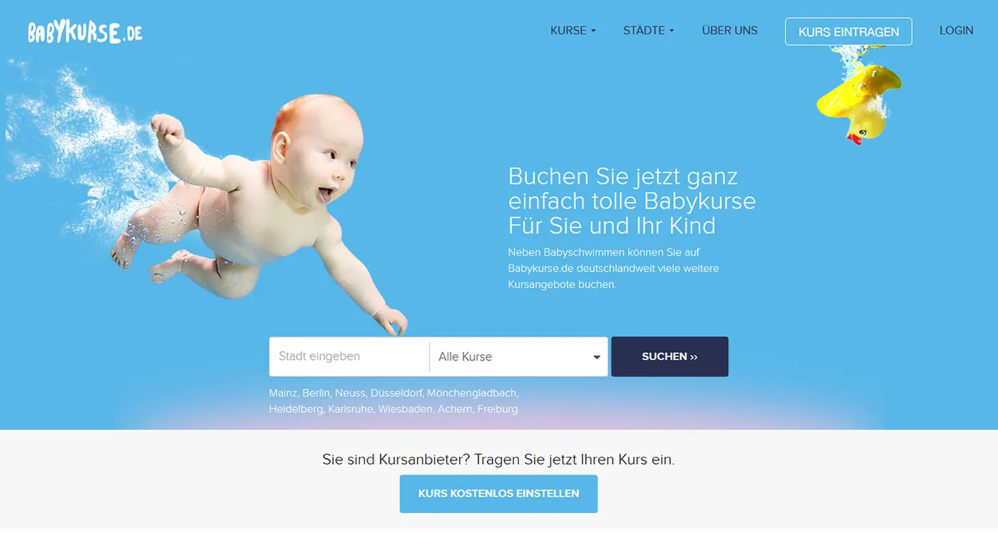 Babykurse – платформа за резервации, екранна снимка 1