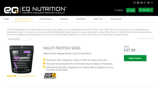 EQ Nutrition – online shop screenshot 2
