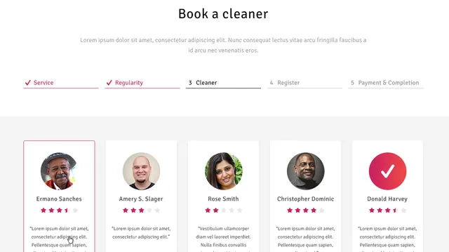 Send Me a Cleaner – booking website screenshot 2