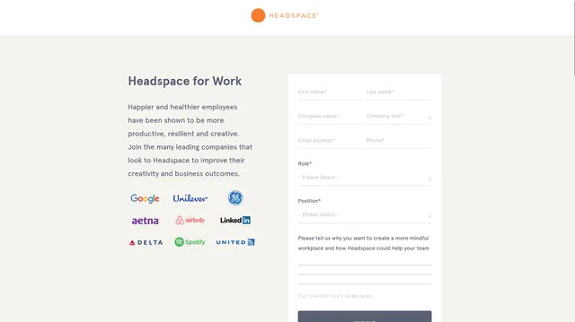 Headspace – web platform screenshot 2