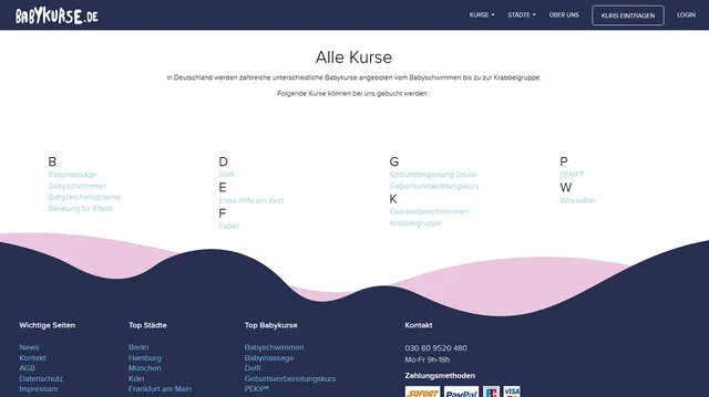 Babykurse – платформа за резервации, екранна снимка 2