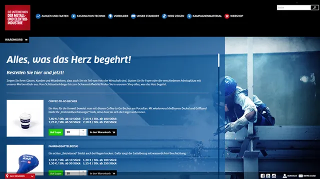 Herz der Wirtschaft – campaign website & web shop screenshot 4